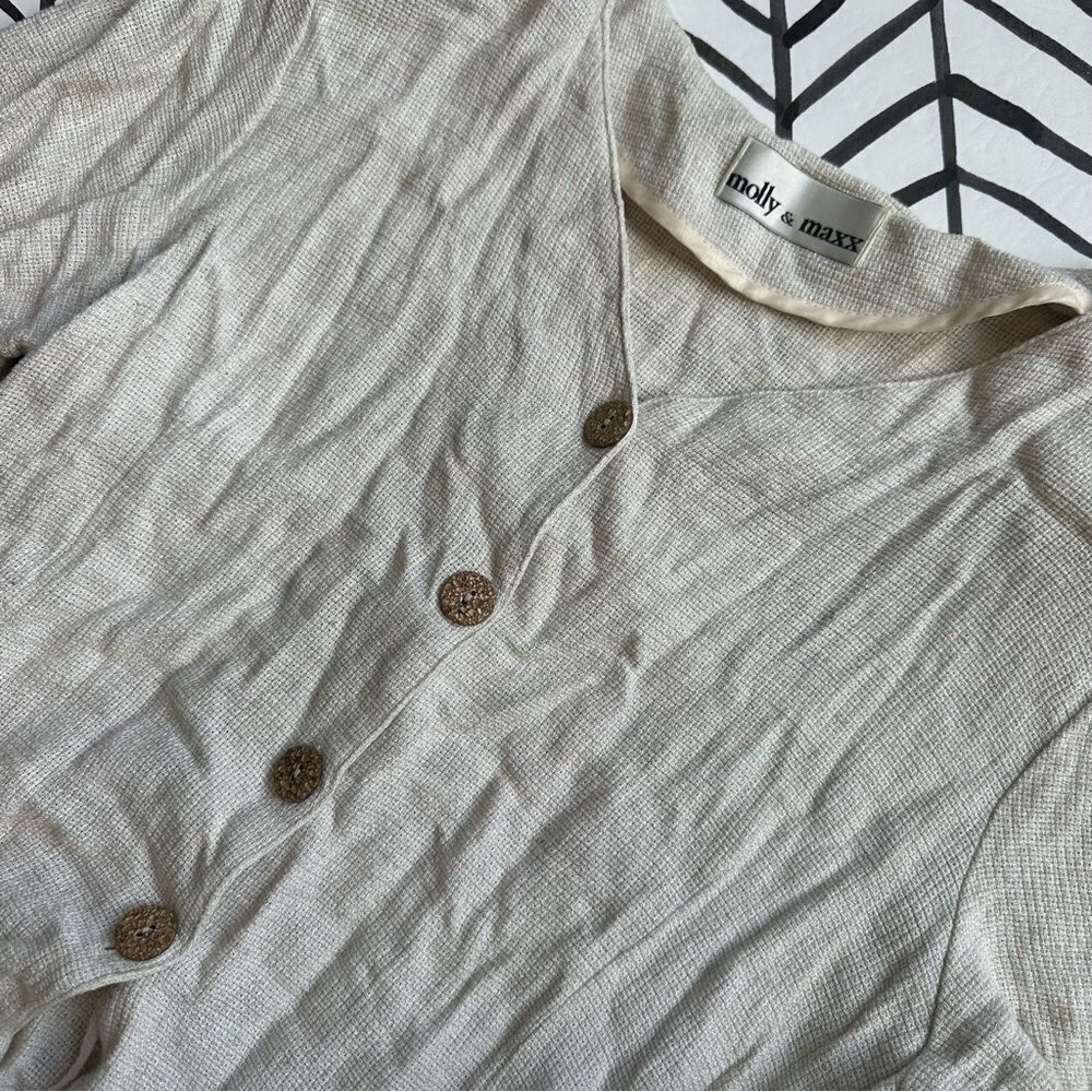 Molly & Maxx Vintage Size 14/16 Cream Knit Longline Cardigan